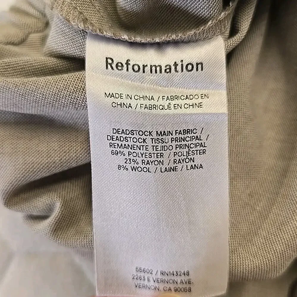 Reformation XL Deadstock Wide Leg Pants Oatmeal Beige Quiet Luxury Minimalist